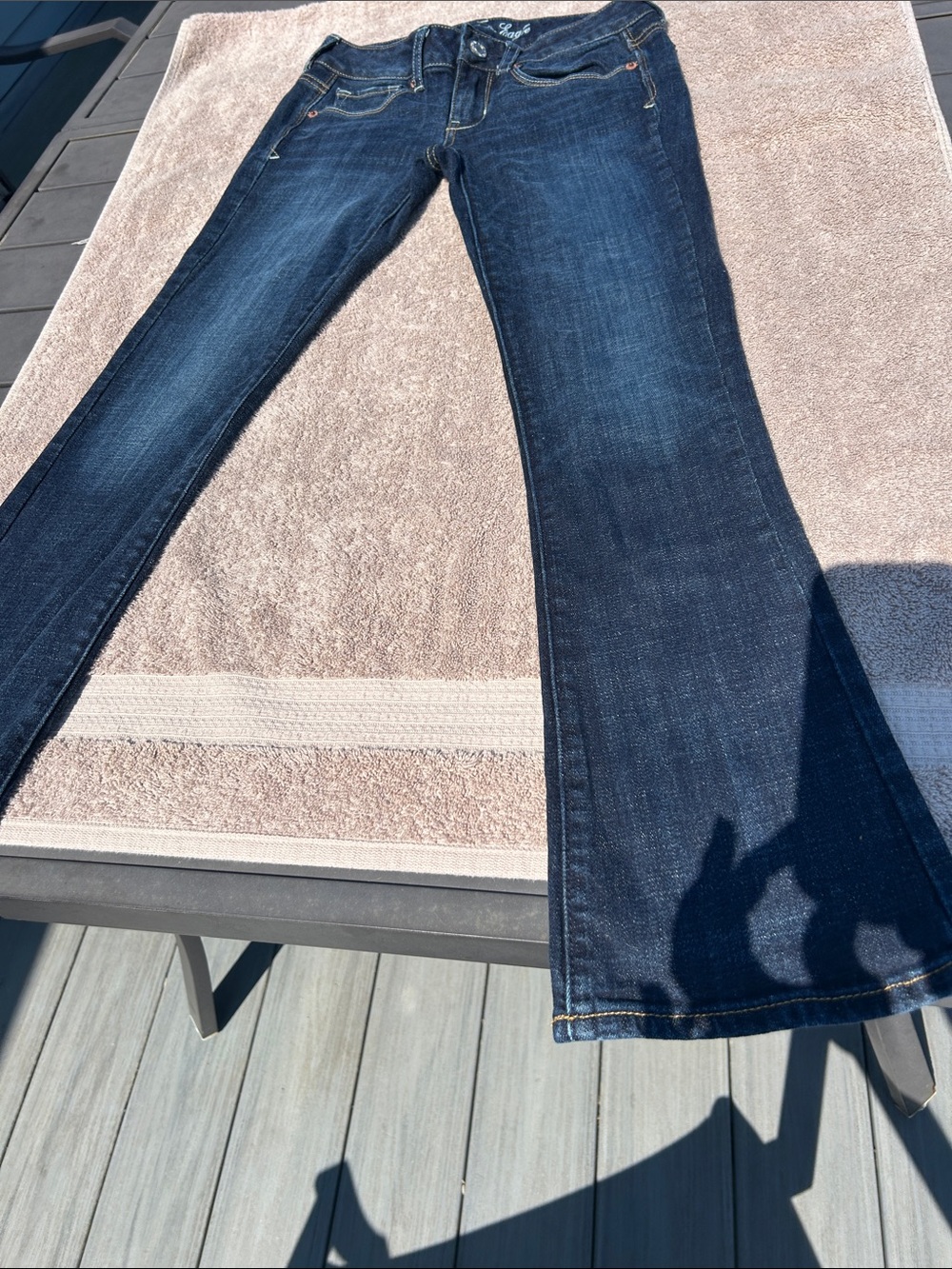 Sequence pockets Size 2P. American Eagle Outfitters Dark Indigo Flare Jeans